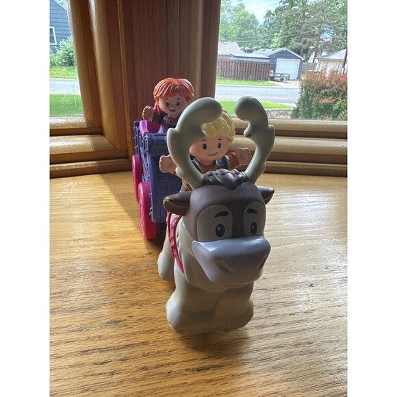 Fisher-Price Little People Disney Frozen Kristoffs Wagon Sleigh Ride Sven Anna K - Picture 1 of 9